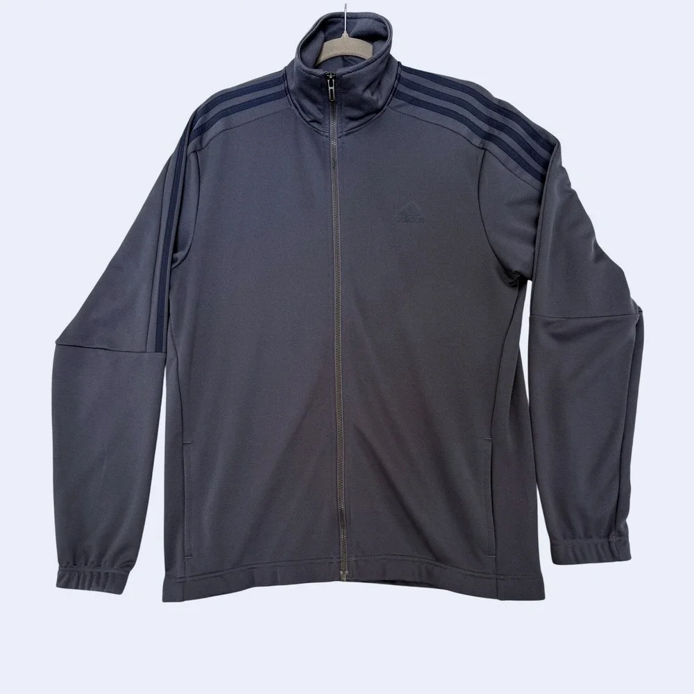 adidas Men's Track‎ Jacket Full Zip Blue 3-Stripes Size M Small Snags